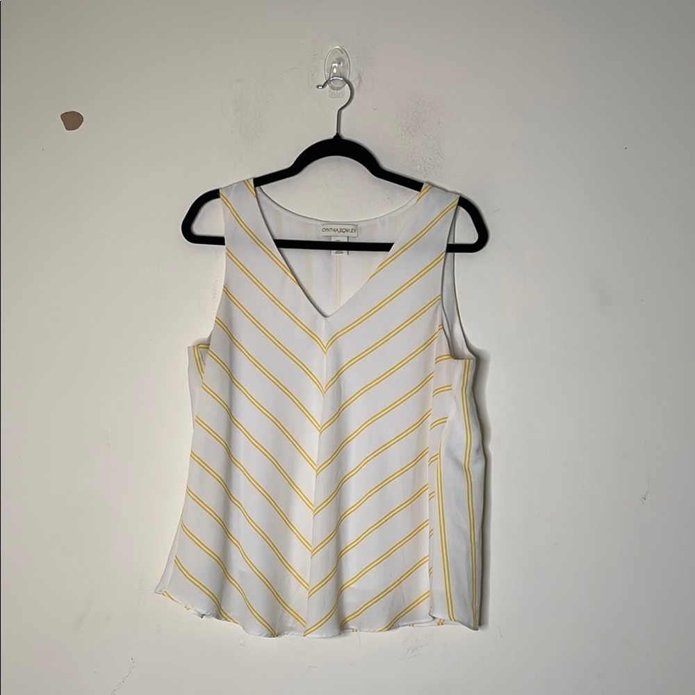Ann Taylor Boxy Sleeveless Tank Top in White and Yellow